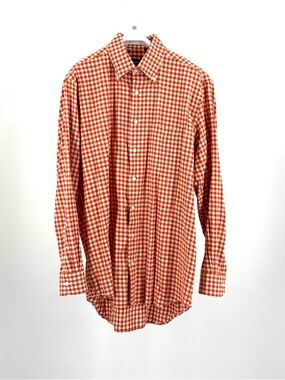 Paul Stuart Flannel Gingham Twill Sport Shirt Size L